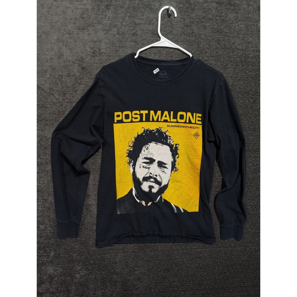 Post Malone Runaway Tour 2019 Long Sleeve Graphic TShirt Black Yellow Mens Small